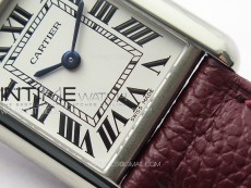 Tank Louis Ladies 22mm SS 8848F 1:1 Best Edition White Dial on Dark Red Leather Strap Ronda Quartz
