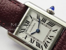 Tank Louis Ladies 22mm SS 8848F 1:1 Best Edition White Dial on Dark Red Leather Strap Ronda Quartz