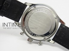 Portuguese 40mm Chrono SS White Dial Sliver Number on Leather Strap A7750