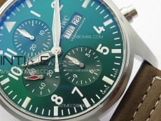 Pilot Chrono Spitfire IW377726 SS ZF 1:1 Best Edition Green Dial on Brown Leather Strap A7750