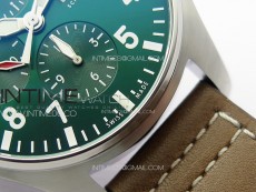 Pilot Chrono Spitfire IW377726 SS ZF 1:1 Best Edition Green Dial on Brown Leather Strap A7750