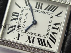 Tank Louis Ladies 25mm SS/Crystal 8848F 1:1 Best Edition White Dial on Black Leather Strap Ronda Quartz