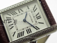 Tank Louis Ladies 25mm SS/Crystal 8848F 1:1 Best Edition White Dial on Dark Red Leather Strap Ronda Quartz
