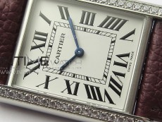 Tank Louis Ladies 25mm SS/Crystal 8848F 1:1 Best Edition White Dial on Dark Red Leather Strap Ronda Quartz