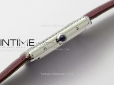 Tank Louis Ladies 25mm SS/Crystal 8848F 1:1 Best Edition White Dial on Dark Red Leather Strap Ronda Quartz