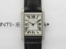 Tank Louis Ladies 22mm SS/Crystal 8848F 1:1 Best Edition White Dial on Black Leather Strap Ronda Quartz
