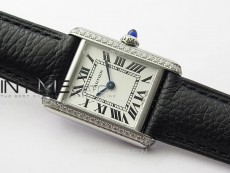 Tank Louis Ladies 22mm SS/Crystal 8848F 1:1 Best Edition White Dial on Black Leather Strap Ronda Quartz