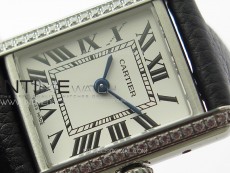 Tank Louis Ladies 22mm SS/Crystal 8848F 1:1 Best Edition White Dial on Black Leather Strap Ronda Quartz