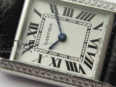 Tank Louis Ladies 22mm SS/Crystal 8848F 1:1 Best Edition White Dial on Black Leather Strap Ronda Quartz