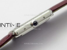 Tank Louis Ladies 22mm SS/Crystal 8848F 1:1 Best Edition White Dial on Dark Red Leather Strap Ronda Quartz