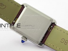 Tank Louis Ladies 22mm SS/Crystal 8848F 1:1 Best Edition White Dial on Dark Red Leather Strap Ronda Quartz