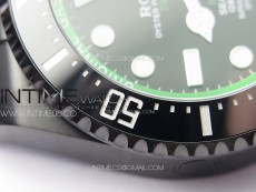 Sea-Dweller 116660 Blacken DLC Green Inner BP Best Edition Black Dial on SS Bracelet A2824