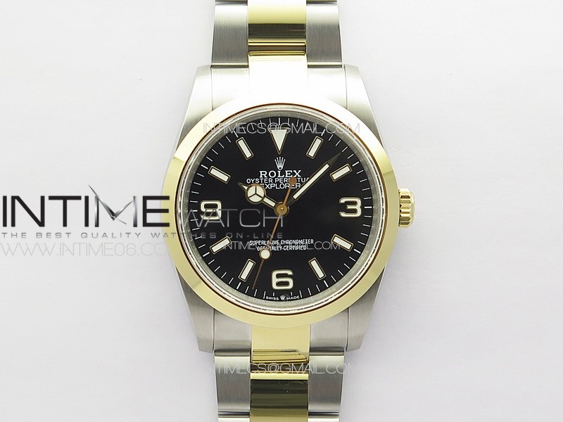 Explorer 124273 36mm 904L Steel GMF 1:1 Best Edition Black Dial on SS/YG Bracelet VR3230 V2