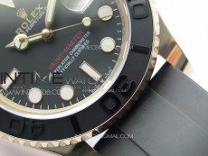 Yacht-Master 126655 3EF 1:1 Best Edition 3D Black Ceramic Bezel on Black Rubber Strap VR3235