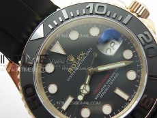 Yacht-Master 126655 3EF 1:1 Best Edition 3D Black Ceramic Bezel on Black Rubber Strap VR3235