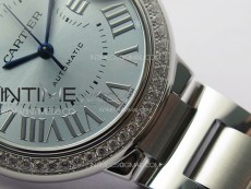 Ballon Bleu 33mm Diamonds Bezel SS K3F 1:1 Best Edition Ice Blue Dial on SS Bracelet A076