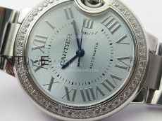 Ballon Bleu 33mm Diamonds Bezel SS K3F 1:1 Best Edition Ice Blue Dial on SS Bracelet A076