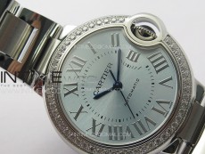 Ballon Bleu 33mm Diamonds Bezel SS K3F 1:1 Best Edition Ice Blue Dial on SS Bracelet A076