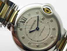 Ballon Bleu 33mm SS/YG K3F 1:1 Best Edition White Textured Dia Markers Dial on SS Bracelet A076