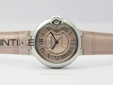 Ballon Bleu 33mm SS K3F 1:1 Best Edition Pink Textured Dial on Pink Leather Strap A076