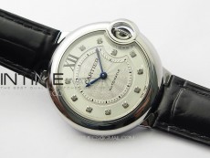 Ballon Bleu 33mm SS K3F 1:1 Best Edition White Textured Dia Markers Dial on Black Leather Strap A076