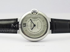 Ballon Bleu 33mm SS K3F 1:1 Best Edition White Textured Dia Markers Dial on Black Leather Strap A076