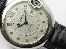 Ballon Bleu 33mm SS K3F 1:1 Best Edition White Textured Dia Markers Dial on Black Leather Strap A076