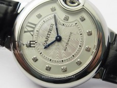 Ballon Bleu 33mm SS K3F 1:1 Best Edition White Textured Dia Markers Dial on Black Leather Strap A076