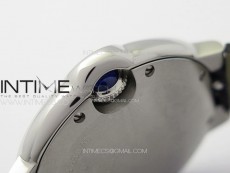 Ballon Bleu 33mm SS K3F 1:1 Best Edition White Textured Dia Markers Dial on Black Leather Strap A076