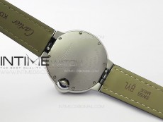 Ballon Bleu 33mm SS K3F 1:1 Best Edition White Textured Dia Markers Dial on Black Leather Strap A076