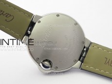 Ballon Bleu 33mm SS K3F 1:1 Best Edition White Textured Dia Markers Dial on Black Leather Strap A076
