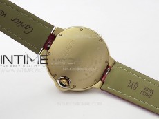 Ballon Bleu 33mm Diamonds Bezel RG K3F 1:1 Best Edition White Dial on Red Leather Strap A076