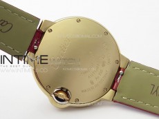 Ballon Bleu 33mm Diamonds Bezel RG K3F 1:1 Best Edition White Dial on Red Leather Strap A076
