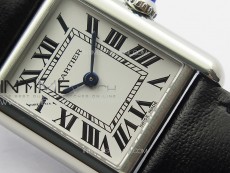 Tank Louis Ladies 22mm SS 8848F 1:1 Best Edition White Dial on Black Leather Strap Ronda Quartz