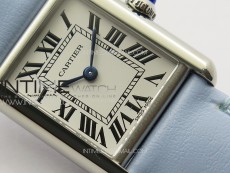 Tank Louis Ladies 22mm SS 8848F 1:1 Best Edition White Dial on Blue Leather Strap Ronda Quartz