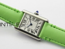 Tank Louis Ladies 22mm SS 8848F 1:1 Best Edition White Dial on Green Leather Strap Ronda Quartz
