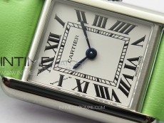 Tank Louis Ladies 22mm SS 8848F 1:1 Best Edition White Dial on Green Leather Strap Ronda Quartz