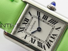 Tank Louis Ladies 22mm SS 8848F 1:1 Best Edition White Dial on Green Leather Strap Ronda Quartz