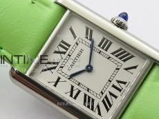Tank Louis Ladies 25mm SS 8848F 1:1 Best Edition White Dial on Green Leather Strap Ronda Quartz