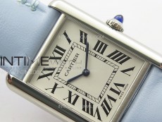 Tank Louis Ladies 25mm SS 8848F 1:1 Best Edition White Dial on Blue Leather Strap Ronda Quartz