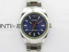 Milgauss 116400 GV Real Green Sapphire SS APSF 1:1 Best Edition Blue Dial on SS Bracelet A2824