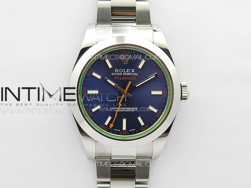 Milgauss 116400 GV Real Green Sapphire SS APSF 1:1 Best Edition Blue Dial on SS Bracelet A2824 Milgauss 116400 GV Real Green Sapphire SS APSF 1:1 Best Edition Blue Dial on SS Bracelet A2824
