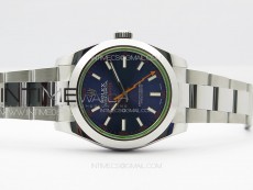 Milgauss 116400 GV Real Green Sapphire SS APSF 1:1 Best Edition Blue Dial on SS Bracelet A2824