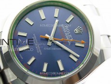Milgauss 116400 GV Real Green Sapphire SS APSF 1:1 Best Edition Blue Dial on SS Bracelet A2824