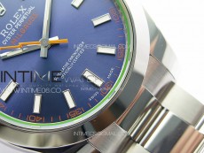 Milgauss 116400 GV Real Green Sapphire SS APSF 1:1 Best Edition Blue Dial on SS Bracelet A2824