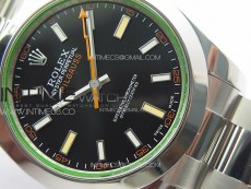Milgauss 116400 GV Real Green Sapphire SS APSF 1:1 Best Edition Black Dial on SS Bracelet A2824