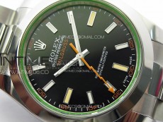 Milgauss 116400 GV Real Green Sapphire SS APSF 1:1 Best Edition Black Dial on SS Bracelet A2824
