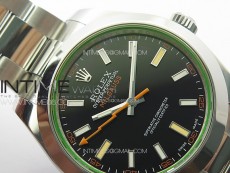 Milgauss 116400 GV Real Green Sapphire SS APSF 1:1 Best Edition Black Dial on SS Bracelet A2824