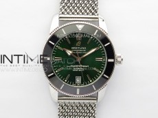 SuperOcean 42mm AB2010 SS B50 1:1 Best Edition Green Dial Black Ceramic Bezel on SS Bracelet A2824