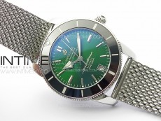 SuperOcean 42mm AB2010 SS B50 1:1 Best Edition Green Dial Black Ceramic Bezel on SS Bracelet A2824